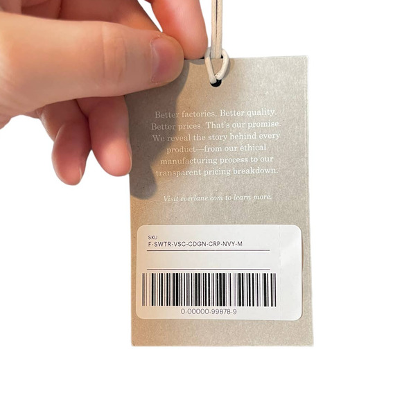 NWOT Everlane Ribbed Cropped Cardigan Navy Blue Medium - Picture 8 of 11